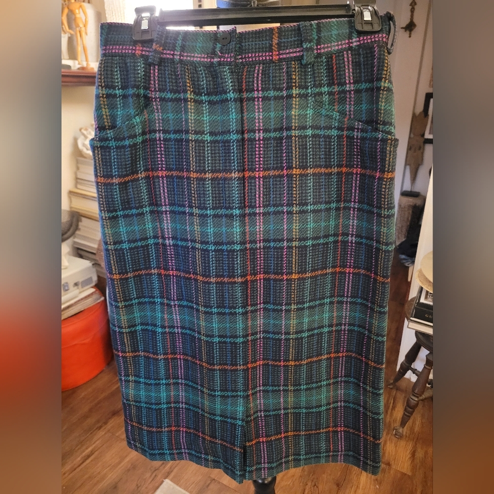 Escada Vintage Plaid Pencil Skirt